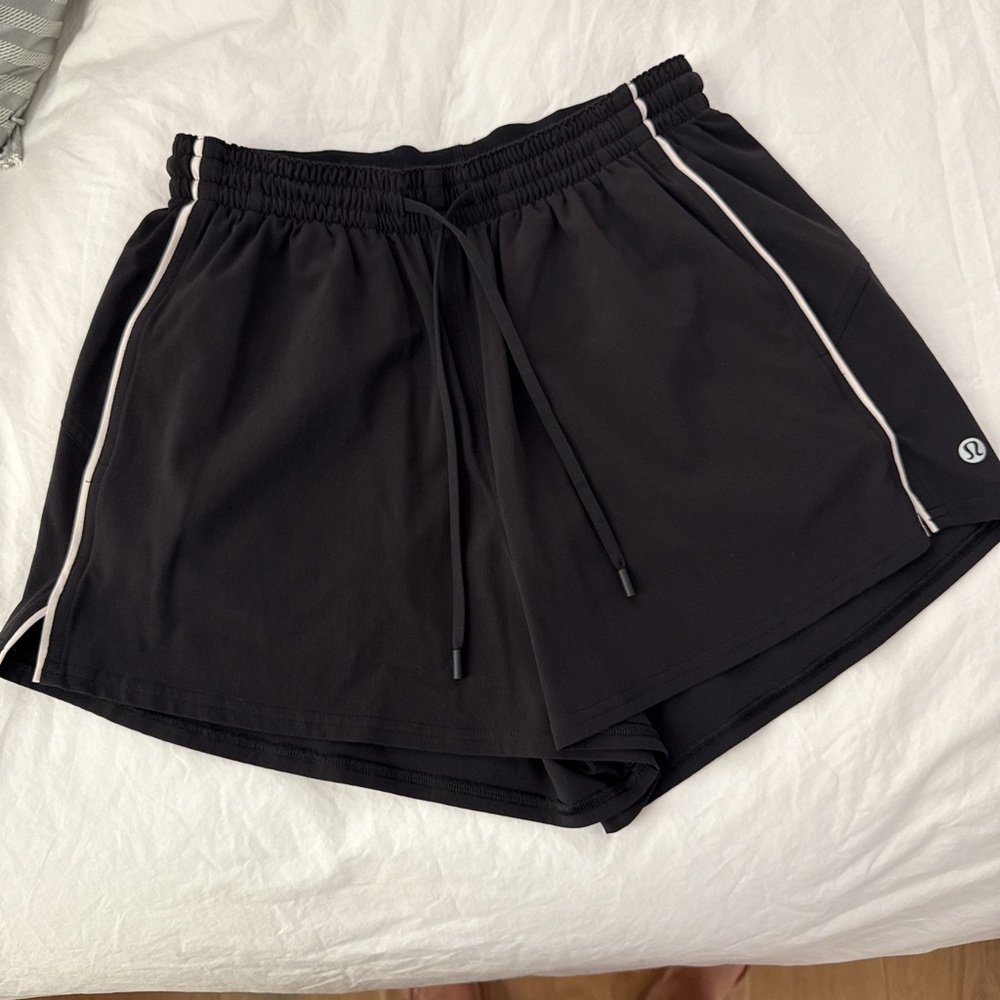 lululemon athletica Black Athletic Shorts with White Trim